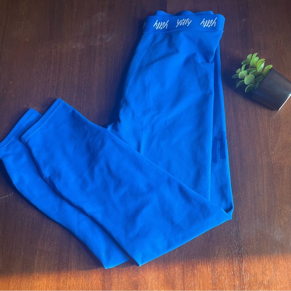Yitty Major Label Shaping High Waist Logo Legging in Blue & White Size Medium